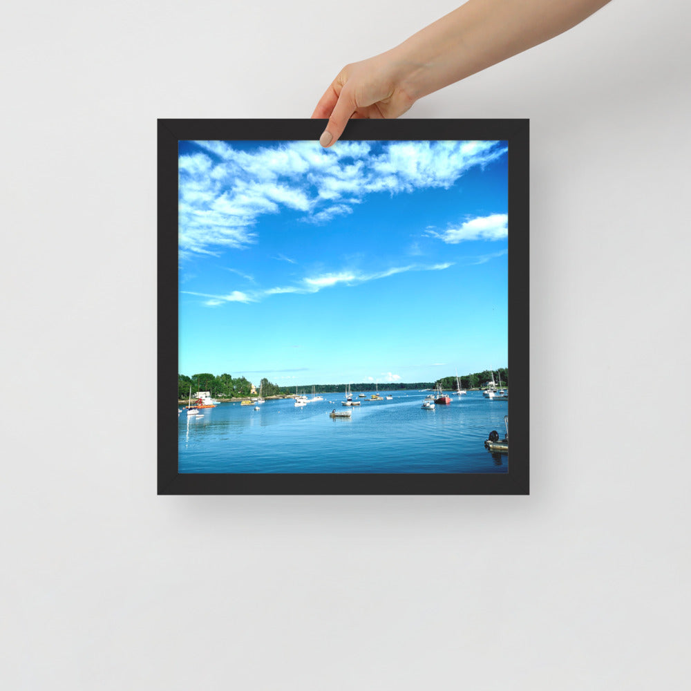 14 by 14 black framed print of color photograph of Round