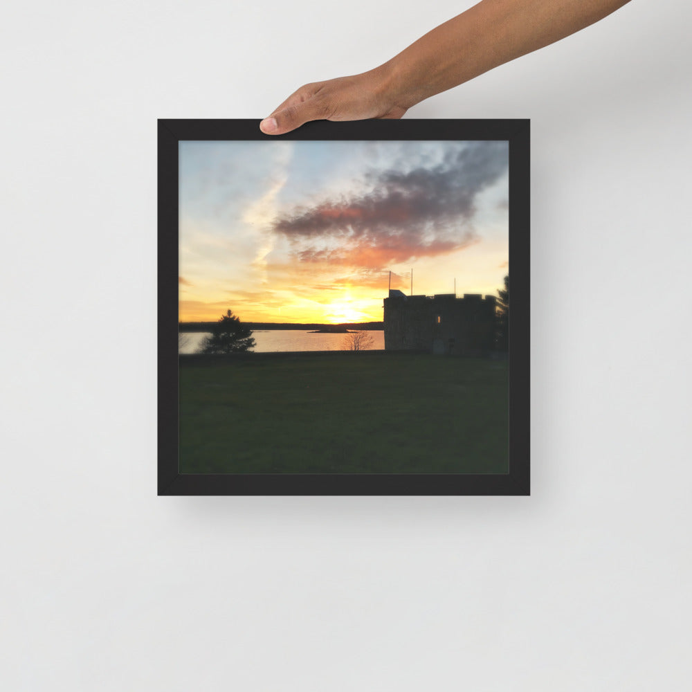 framed photograph of fort william henry pemaquid maine at sunset in november